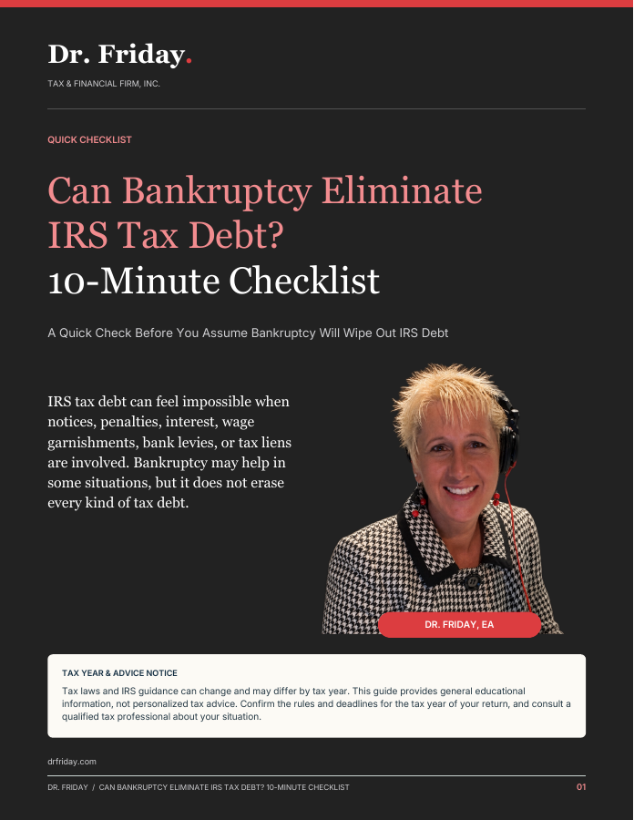 Can Bankruptcy Eliminate IRS Tax Debt? 10-Minute Checklist cover
