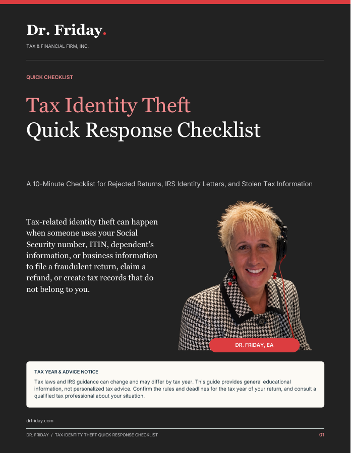 Tax Identity Theft Quick Response Checklist cover