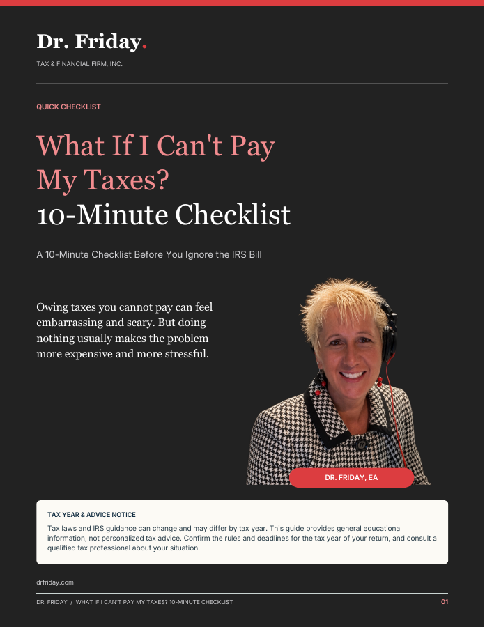 What If I Can't Pay My Taxes? 10-Minute Checklist cover